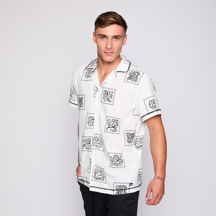 Camisa Reef Men Beige Diseños Negro