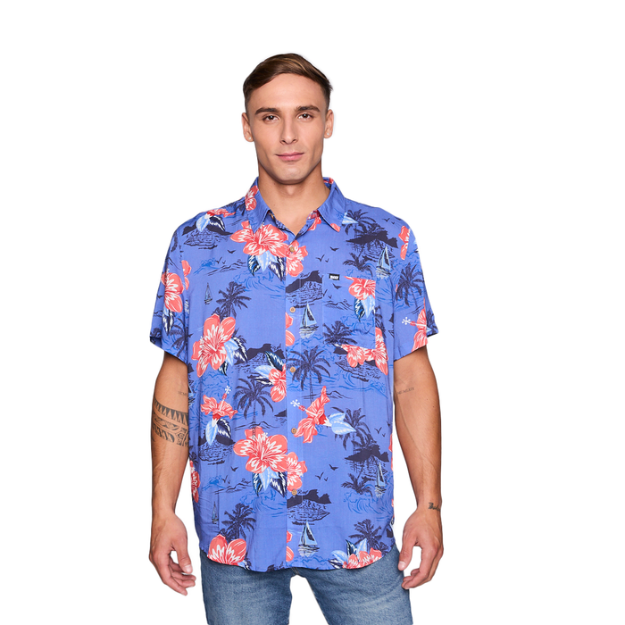 Camisa Reef Men Floreada Azul