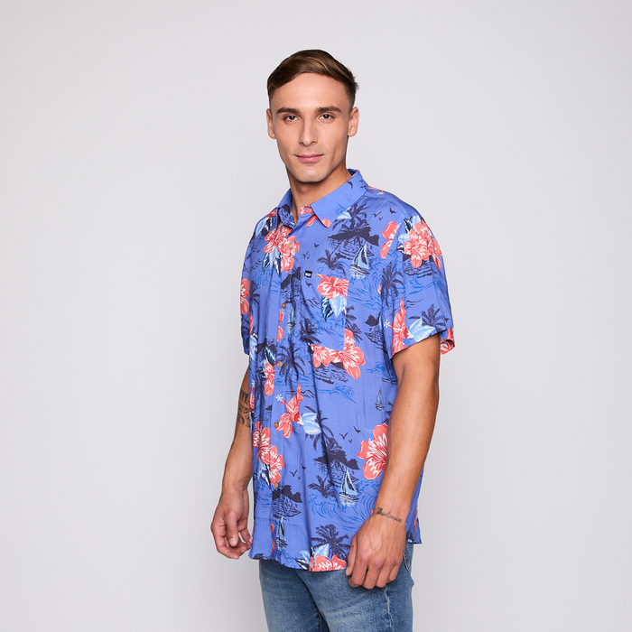 Camisa Reef Men Floreada Azul