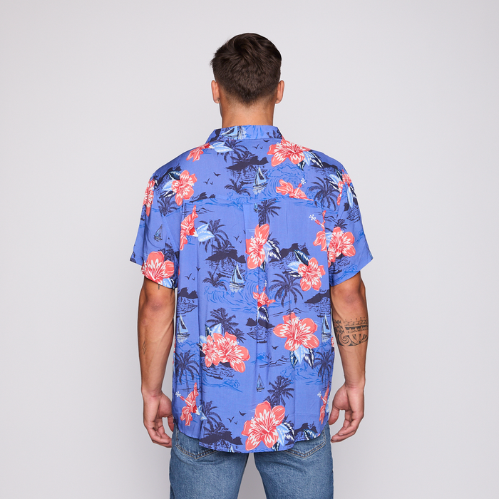 Camisa Reef Men Floreada Azul