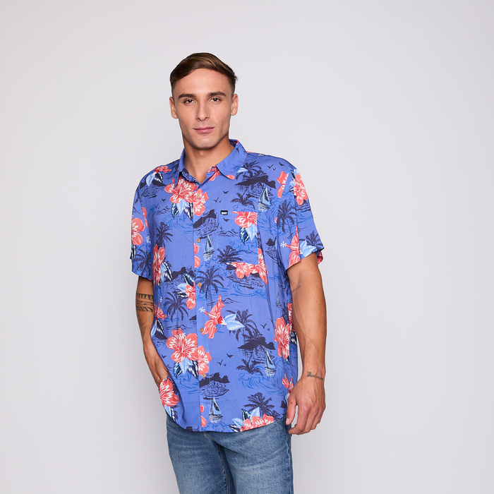 Camisa Reef Men Floreada Azul