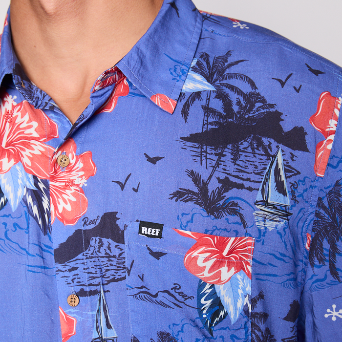 Camisa Reef Men Floreada Azul