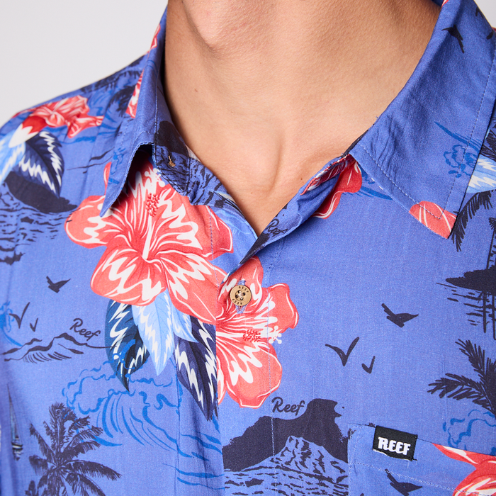Camisa Reef Men Floreada Azul