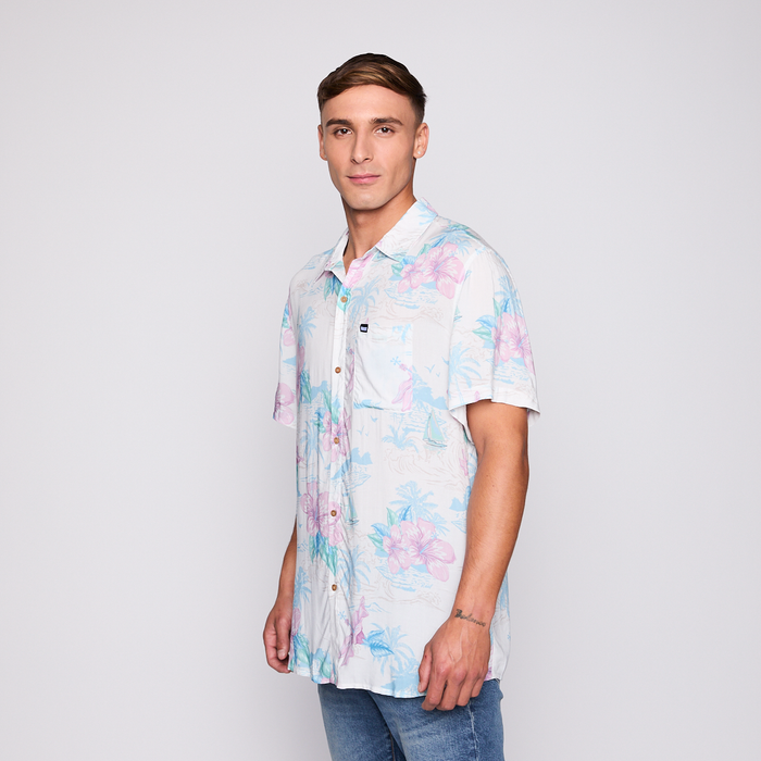 Camisa Reef Men Floreada Blanca