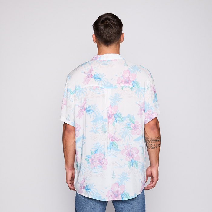 Camisa Reef Men Floreada Blanca