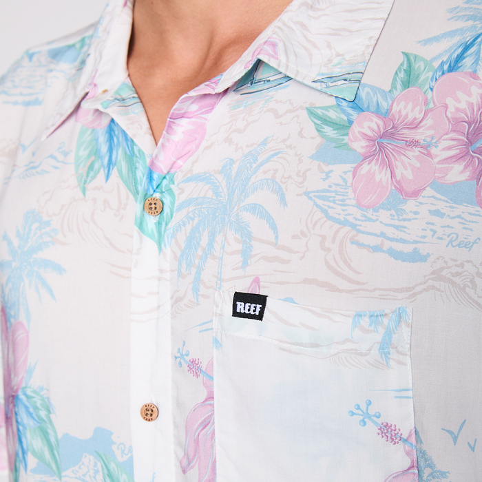 Camisa Reef Men Floreada Blanca