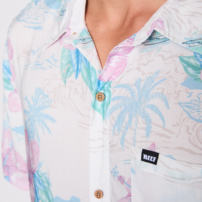 Camisa Reef Men Floreada Blanca