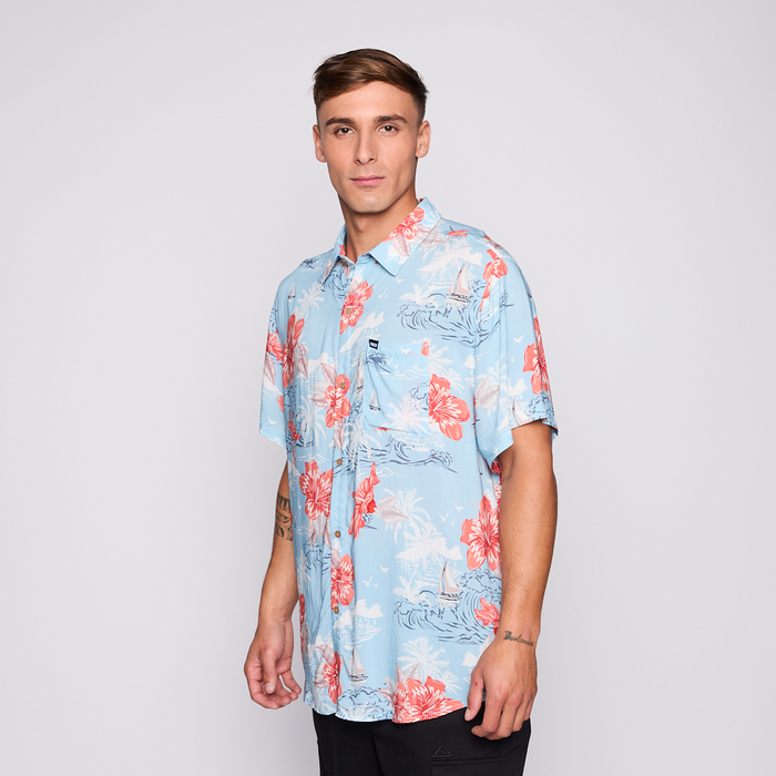 Camisa Reef Men Floreada Celeste