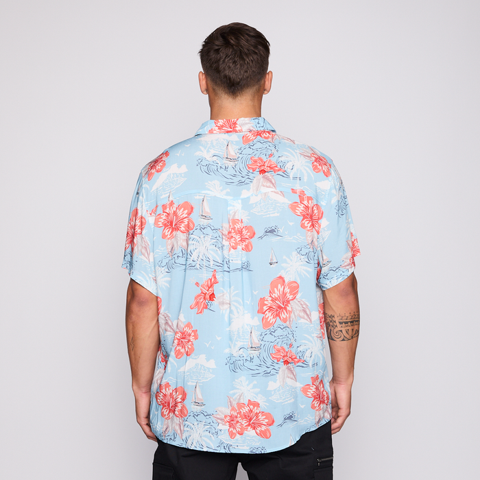 Camisa Reef Men Floreada Celeste