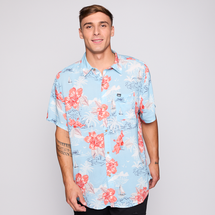 Camisa Reef Men Floreada Celeste