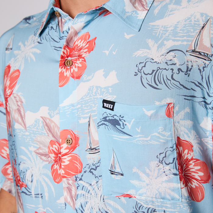 Camisa Reef Men Floreada Celeste