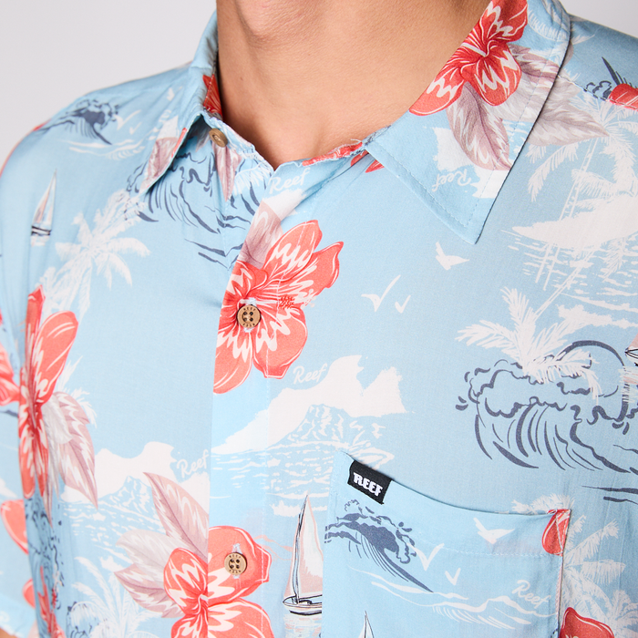 Camisa Reef Men Floreada Celeste