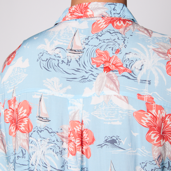 Camisa Reef Men Floreada Celeste