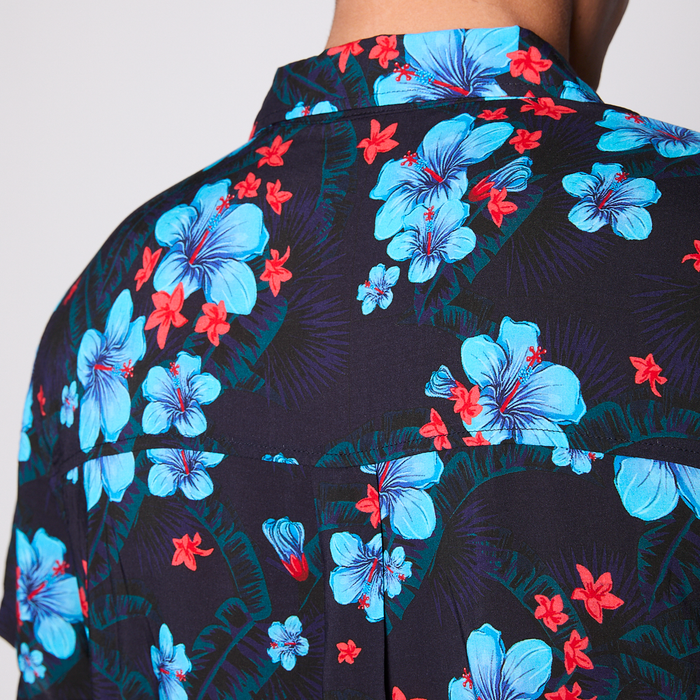 Camisa Reef Men Negra Floreada