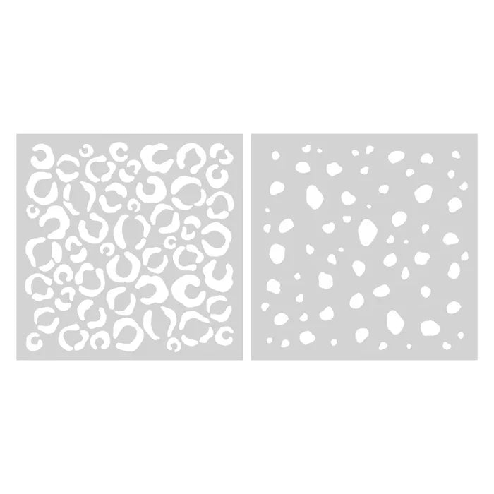 Catherine Pooler - Layered Stencil - Feeling Exotic. Add some leopard print to your next project with the Feeling Exotic Layered Stencils. This set of two stencils allows you to layer up your color combo for an animal print that speaks to you! Available at Embellish Away located in Bowmanville Ontario Canada.