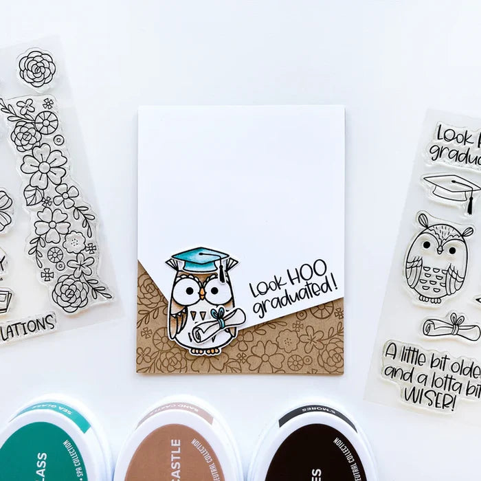 Catherine Pooler - Stamp & Die Set - Who's Hoo. Hoo's the cutest little card maker you ever did see? The Who's Hoo Set is a perfect flock of feathered friends ready to celebrate.  Available at Embellish Away located in Bowmanville Ontario Canada. Example by brand ambassador.
