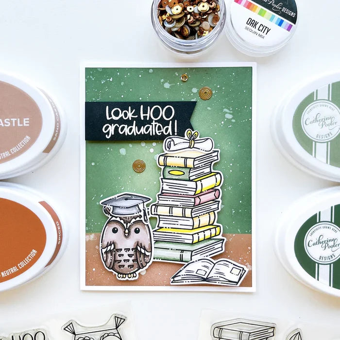 Catherine Pooler - Stamp & Die Set - Who's Hoo. Hoo's the cutest little card maker you ever did see? The Who's Hoo Set is a perfect flock of feathered friends ready to celebrate.  Available at Embellish Away located in Bowmanville Ontario Canada. Example by brand ambassador.