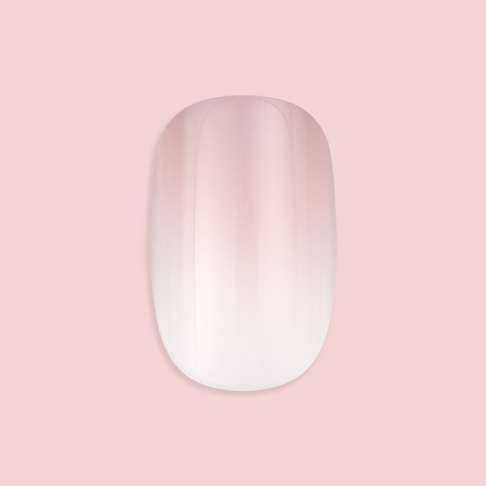 CDJ Syrup Gradient - Press-On | Short | Squoval showing single short squoval false nail with neutral grey-beige gradient polish