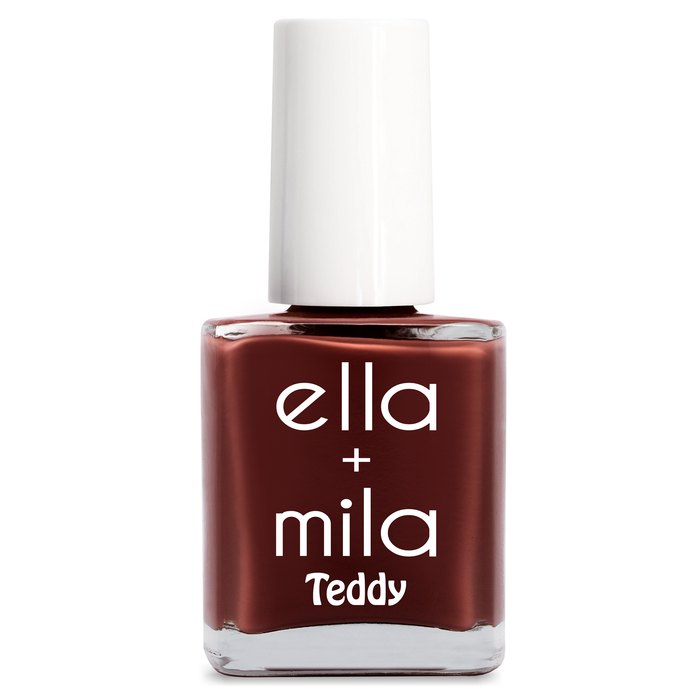 Cinnamon Swirl deep red brown nail polish bottle – ella+mila Teddy