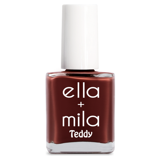 Cinnamon Swirl deep red brown nail polish bottle – ella+mila Teddy