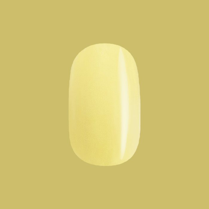 Citrus Chrome - Press-On | Short | Round showing single bright yellow shimmery chrome false nail on yellow background
