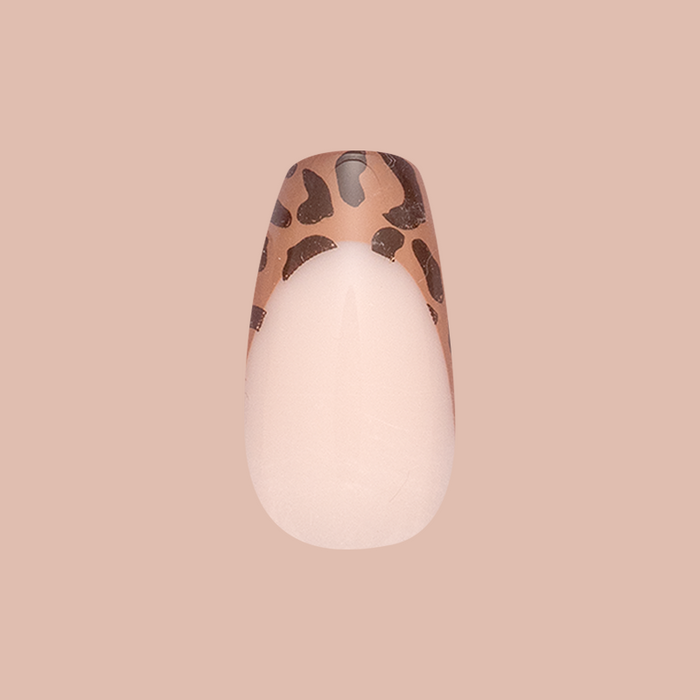 Classic Cheetah French - Press-On | Medium | Coffin