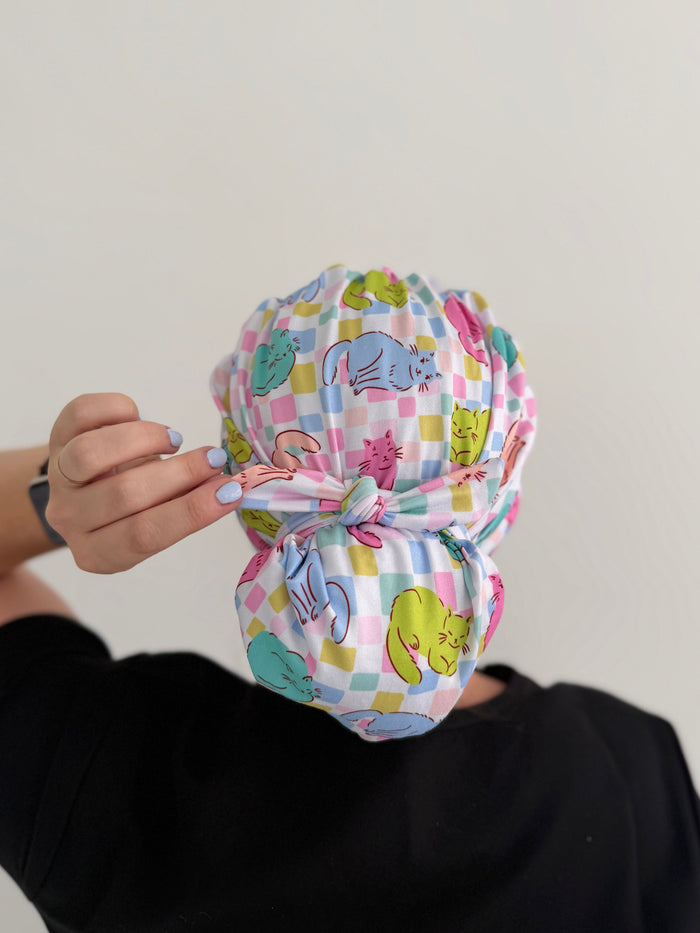 CloudCaps Scrub Cap | Checkered Cats