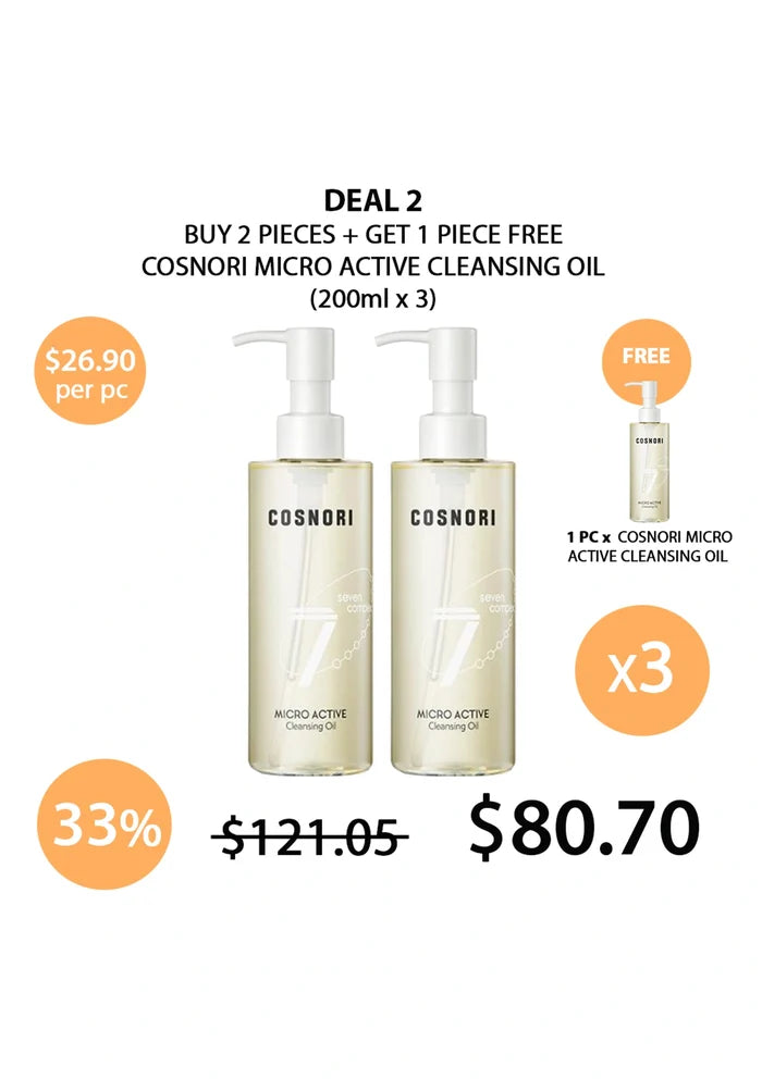 (BUY 2+1 FREE) COSNORI MICRO ACTIVE CLEANSING OIL