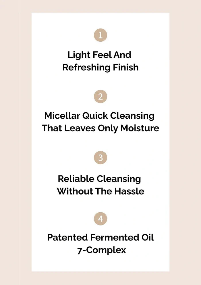 Text on a white background describing features of a cleansing product.