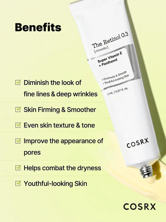Cosrx The Retinol 0.3 Cream 20ml كريم الريتينول 0.3 من كوسركس - Princess Cosmetics Qatar