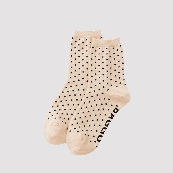 Micro Cream and Black Polka Dot