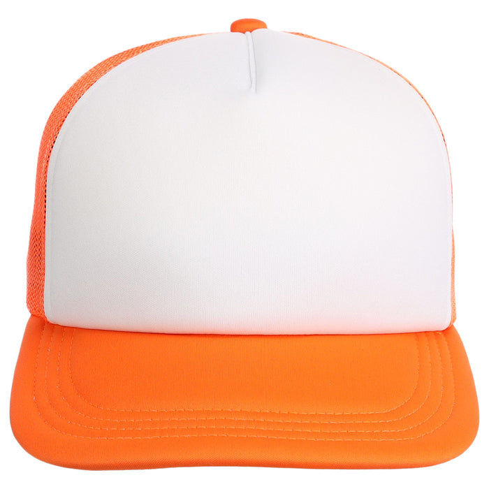 Crowns By Lids Screen Foam Trucker Cap - White/Neon Orange