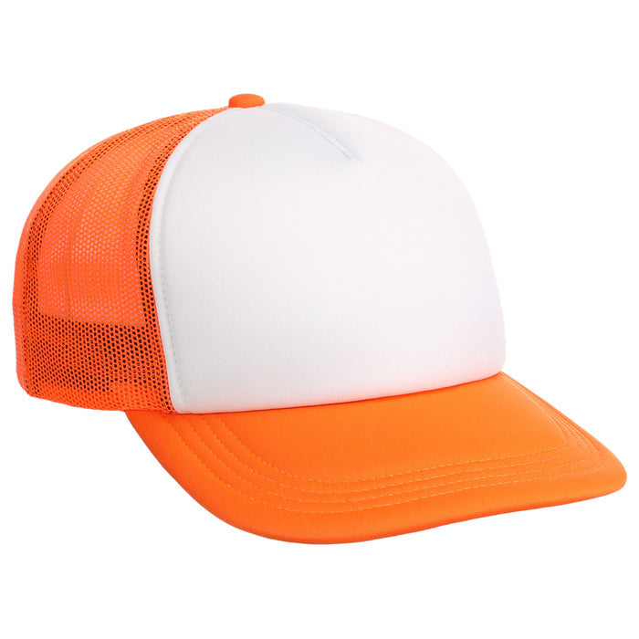 Crowns By Lids Screen Foam Trucker Cap - White/Neon Orange