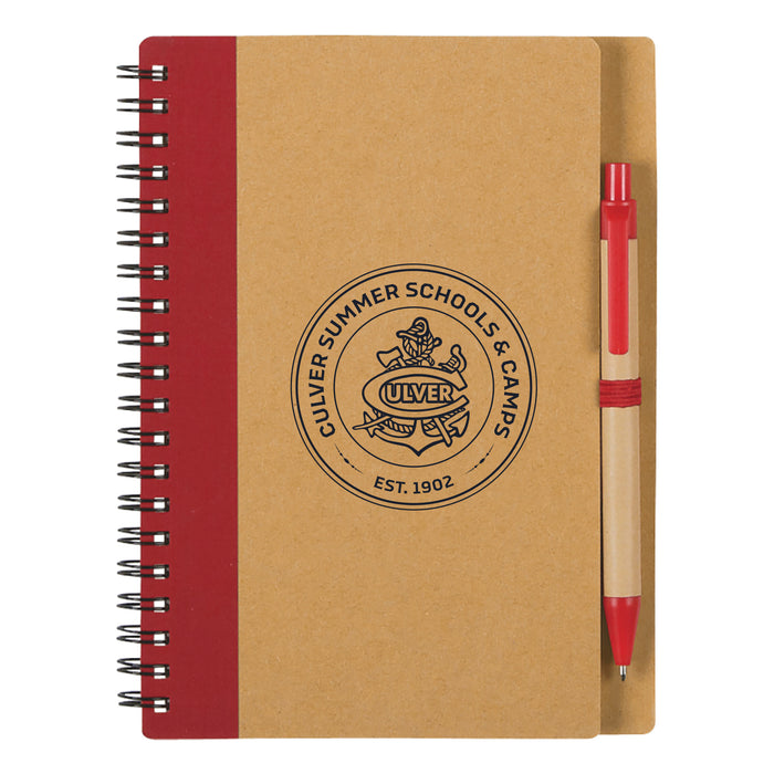 CSSC Eco Inspired Spiral Notebook w/ Pen - Red - 5" x 7"