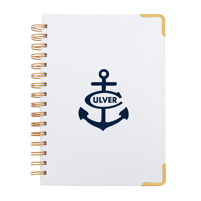 CSSC Woven Paper Hardback w/ Metal Accent Notebook - 6" x 8.75" - White