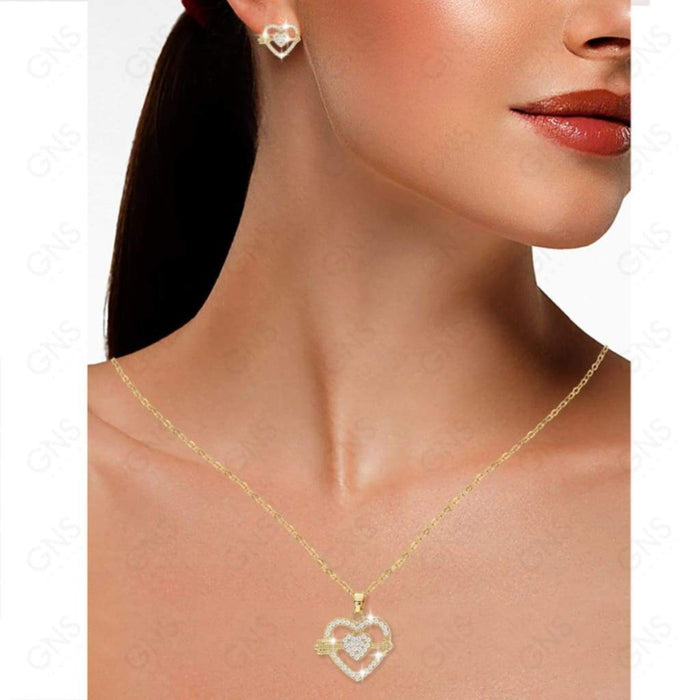 Cubic Zirconia Heart & Arrow Pendant Necklace - ikatehouse