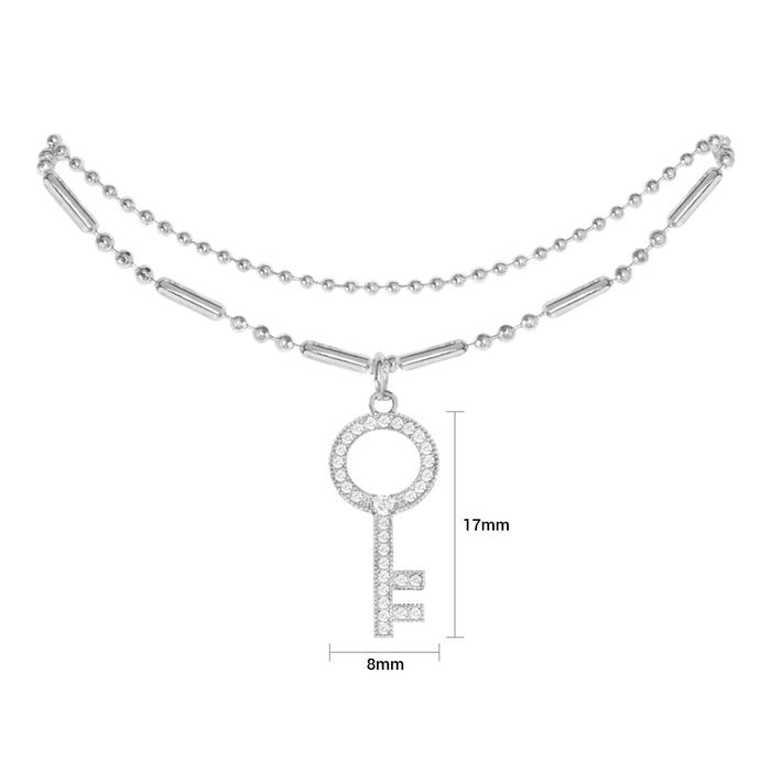 Cubic Zirconia Key Pendant Bracelet - ikatehouse