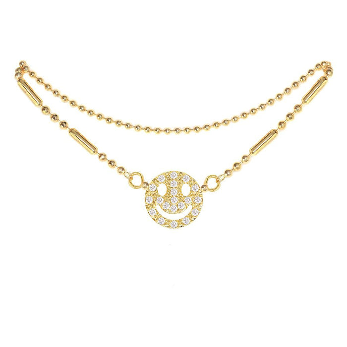Cubic Zirconia Smile Anklet - ikatehouse