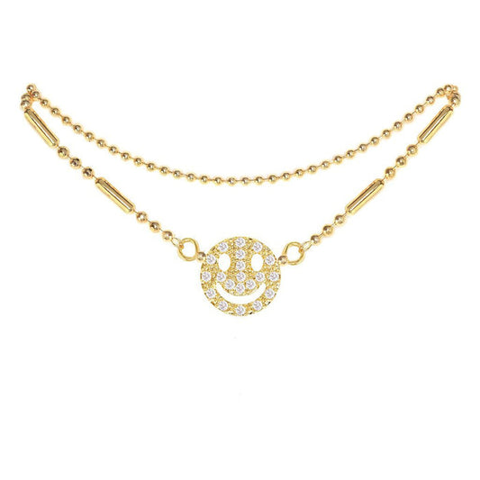 Cubic Zirconia Smile Anklet - ikatehouse
