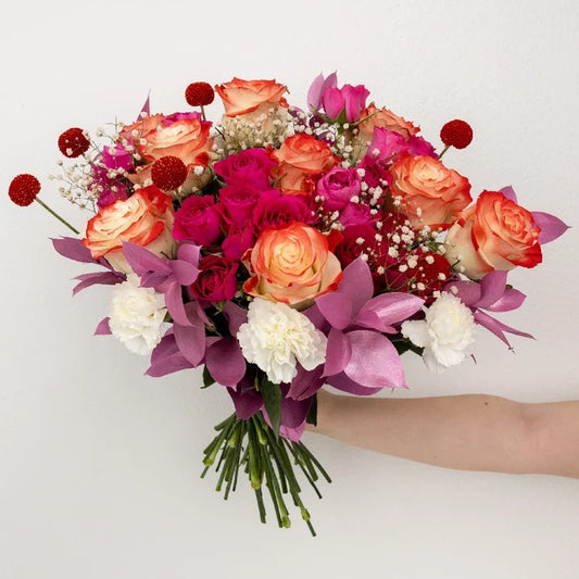Cupid's Flirty Pink Flower Bouquet Hand - Image