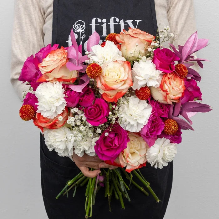 Cupid's Flirty Pink Flower Bouquet Apron - Image