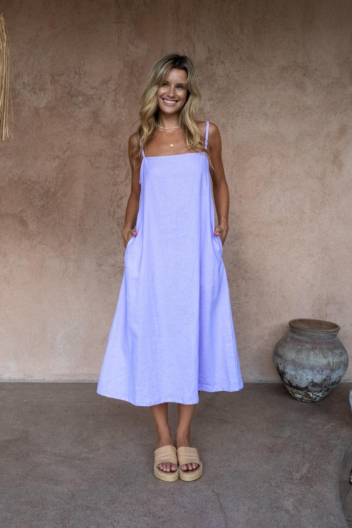 Luna & Rose Lilac Purple Daisy Dress with Pockets