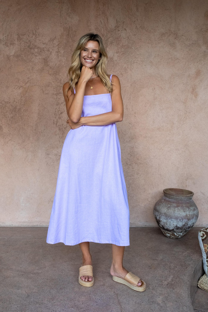 Bali Villa Luna & Rose Lilac Purple Daisy Dress with Pockets