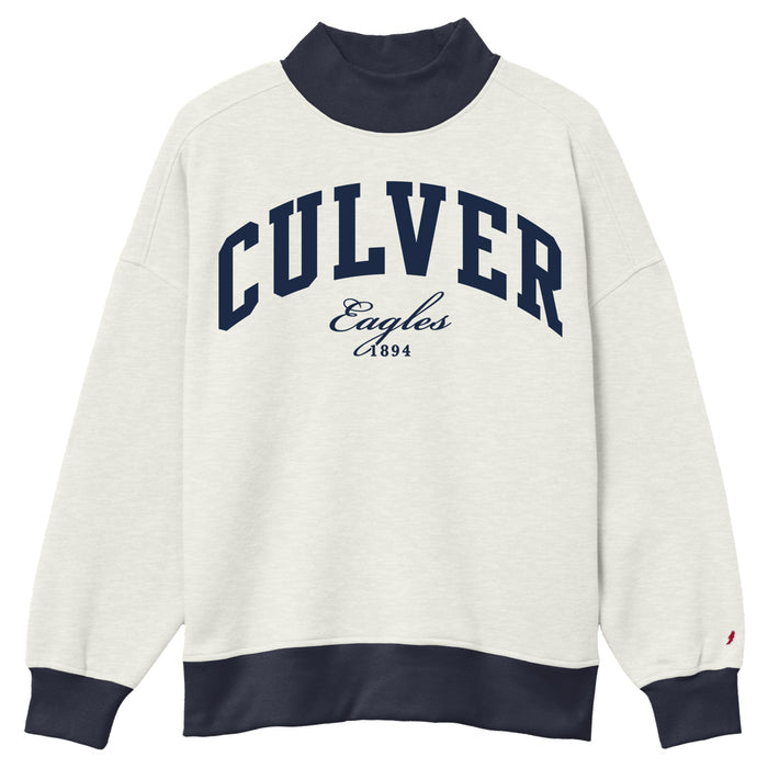 Diana Mock Neck Sweatshirt- Oatmeal/Navy