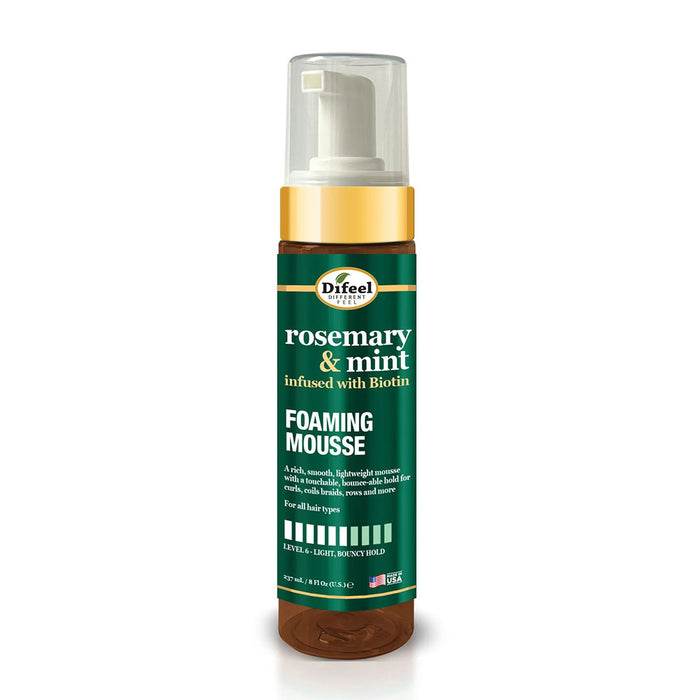 DIFEEL rosemary mint hair mousse foaming bottle infused with biotin for volumizing and styling