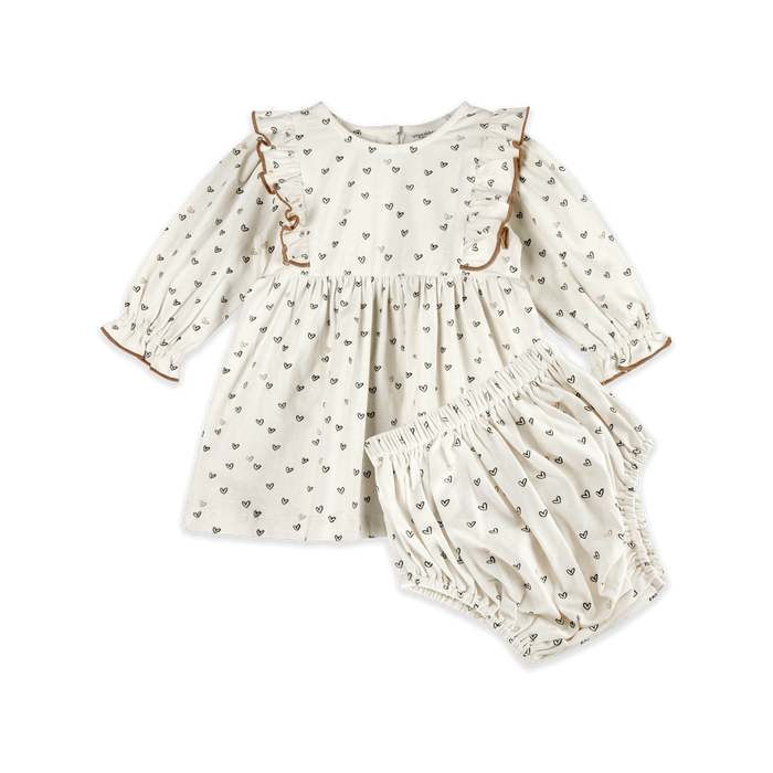 Ditsy Hearts Baby Dress & Bloomer (Organic Jersey) - Outfit Set