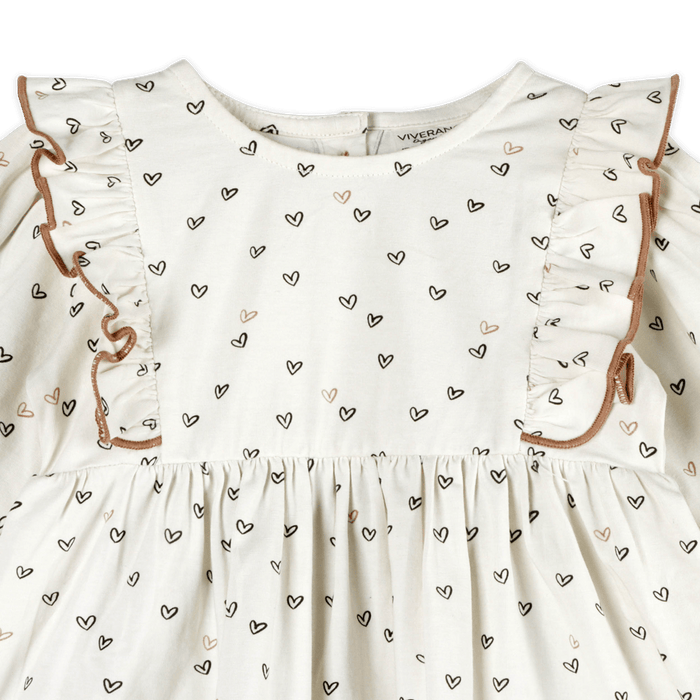 Ditsy Hearts Baby Dress & Bloomer (Organic Jersey) - Detail