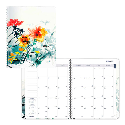 Dramatic Floral Monthly Planner, 2027, 14 Months C701G.01-27 Blueline