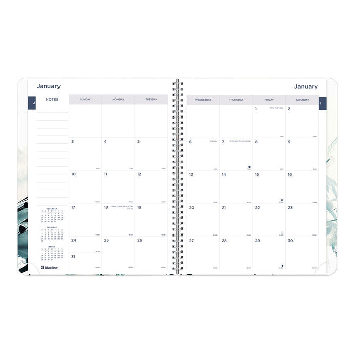 Dramatic Floral Monthly Planner, 2027, 14 Months C701G.01-27 Blueline