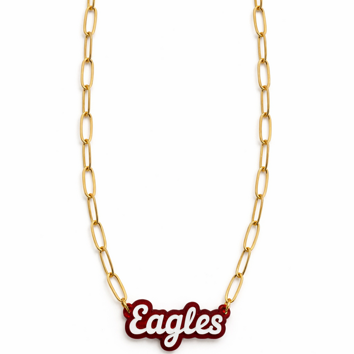 Eagles Gameday Charm Paperclip Necklace - Gold